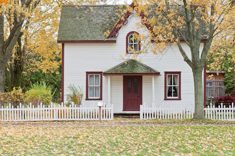 Representative home roofline and gutter context
